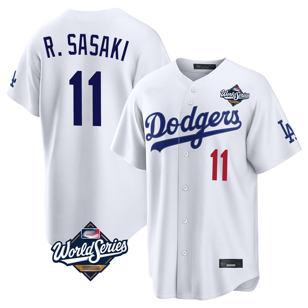 Elroe LA.Dodgers #11 Roki Sasaki Player White World Series Home Game Stitched Jerseys