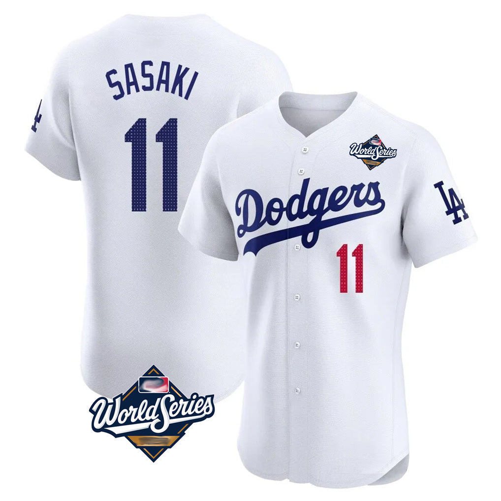 Elroe LA.Dodgers #11 Roki Sasaki Player White World Series Limited Elite Home Stitched Jerseys