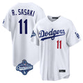 Elroe LA.Dodgers #11 Roki Sasaki Player White World Series Meet Home Game Stitched Jerseys