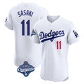 Elroe LA.Dodgers #11 Roki Sasaki Player White World Series Meet Limited Elite Home Stitched Jerseys