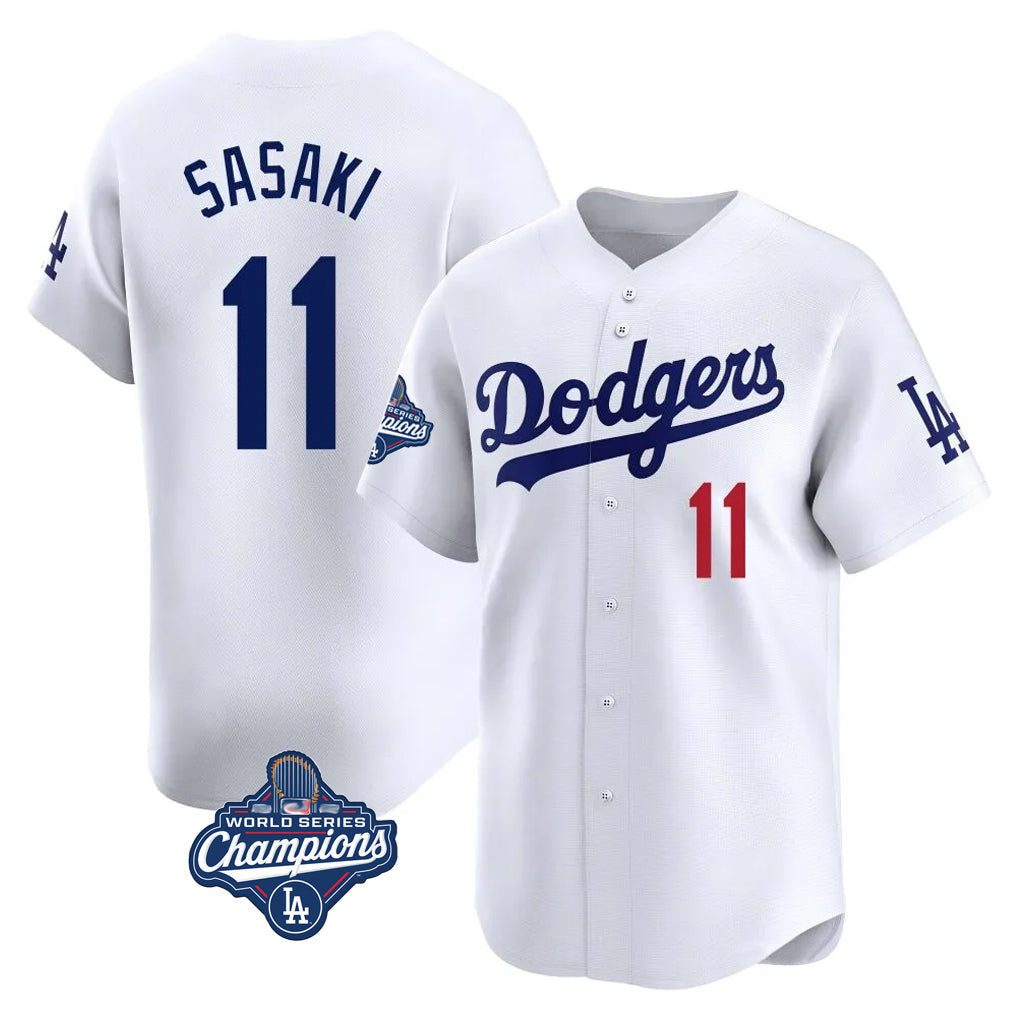Elroe LA.Dodgers #11 Roki Sasaki Player White World Series Meet Limited Home Stitched Jerseys