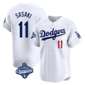 Elroe LA.Dodgers #11 Roki Sasaki Player White World Series Meet Limited Home Stitched Jerseys