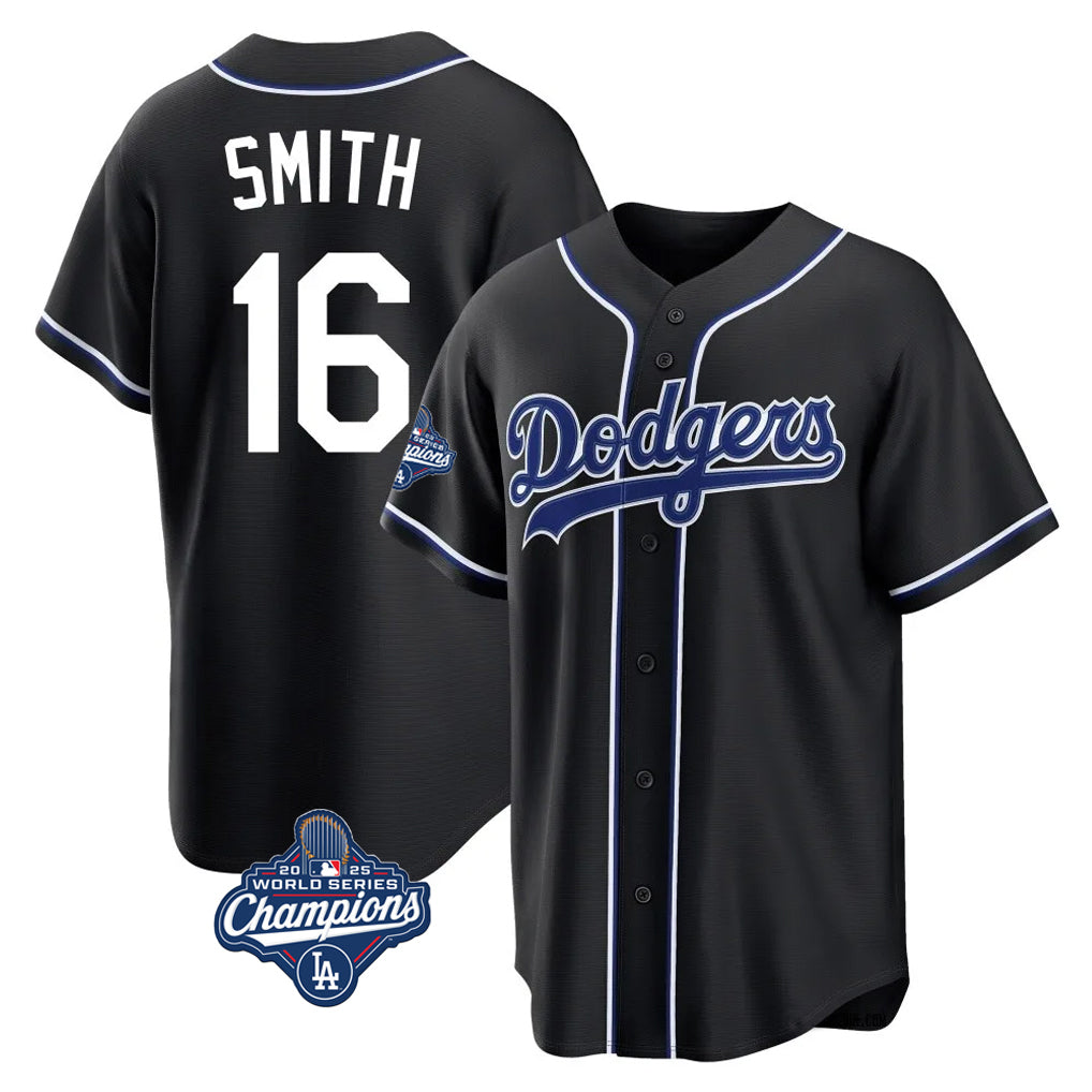 Elroe LA.Dodgers #16 Will Smith Player Black World Series Meet Carbon Limited Home Stitched Jerseys