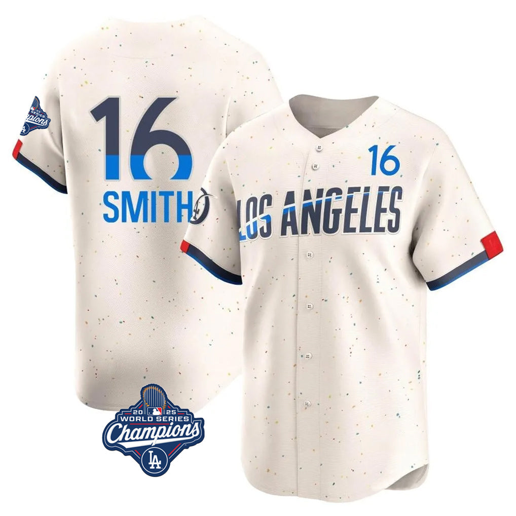 Elroe LA.Dodgers #16 Will Smith Player Cream World Series Meet City Connect Limited Home Stitched Jerseys