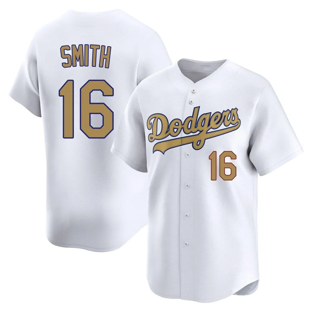 Elroe LA.Dodgers #16 Will Smith Player Gold Collection Limited Home Stitched Jerseys