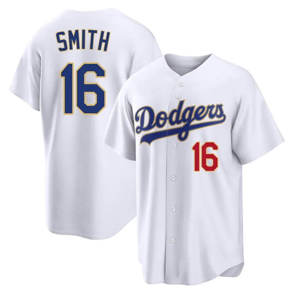 Elroe LA.Dodgers #16 Will Smith Player Gold White 2026 Collection Stadium Limited Stitched Jerseys