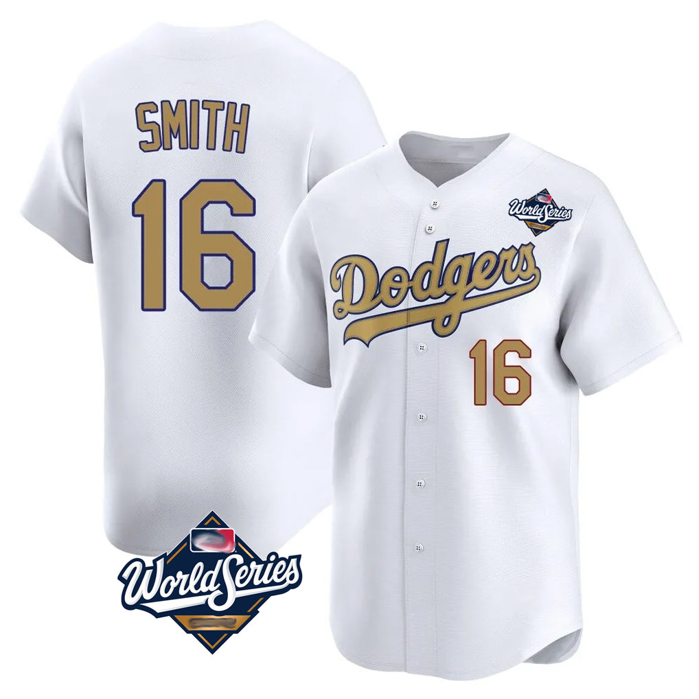 Elroe LA.Dodgers #16 Will Smith Player Gold World Series Collection Limited Home Stitched Jerseys