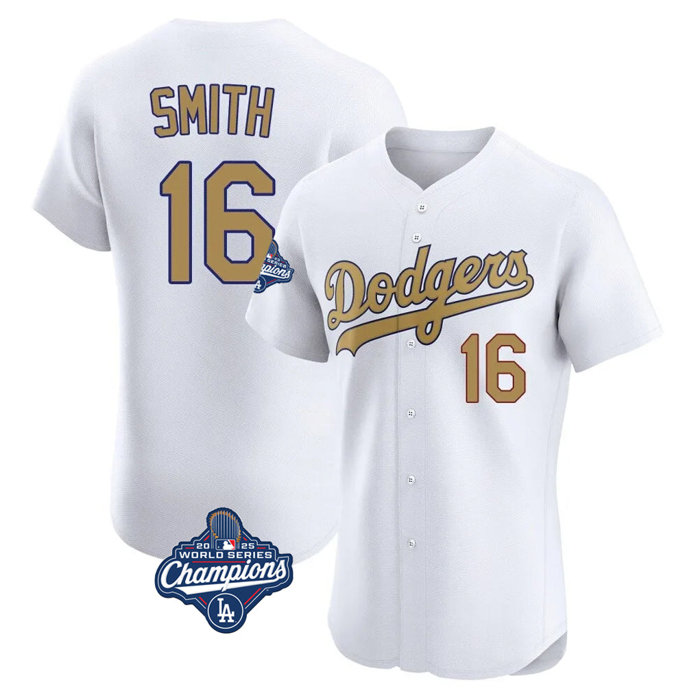 Elroe LA.Dodgers #16 Will Smith Player Gold World Series Meet Limited Elite Home Stitched Jerseys