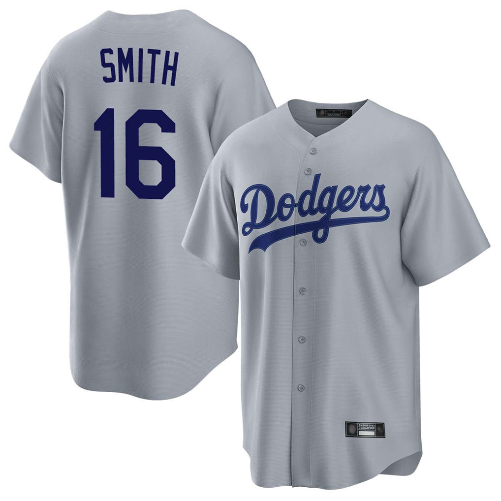 Elroe LA.Dodgers #16 Will Smith Player Gray Game Stitched Jerseys