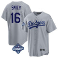 Elroe LA.Dodgers #16 Will Smith Player Gray World Series Meet Game Stitched Jerseys