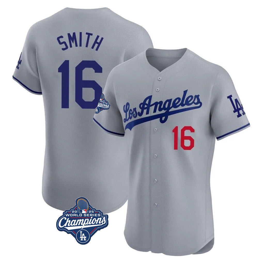 Elroe LA.Dodgers #16 Will Smith Player Gray World Series Meet Limited Elite Home Stitched Jerseys