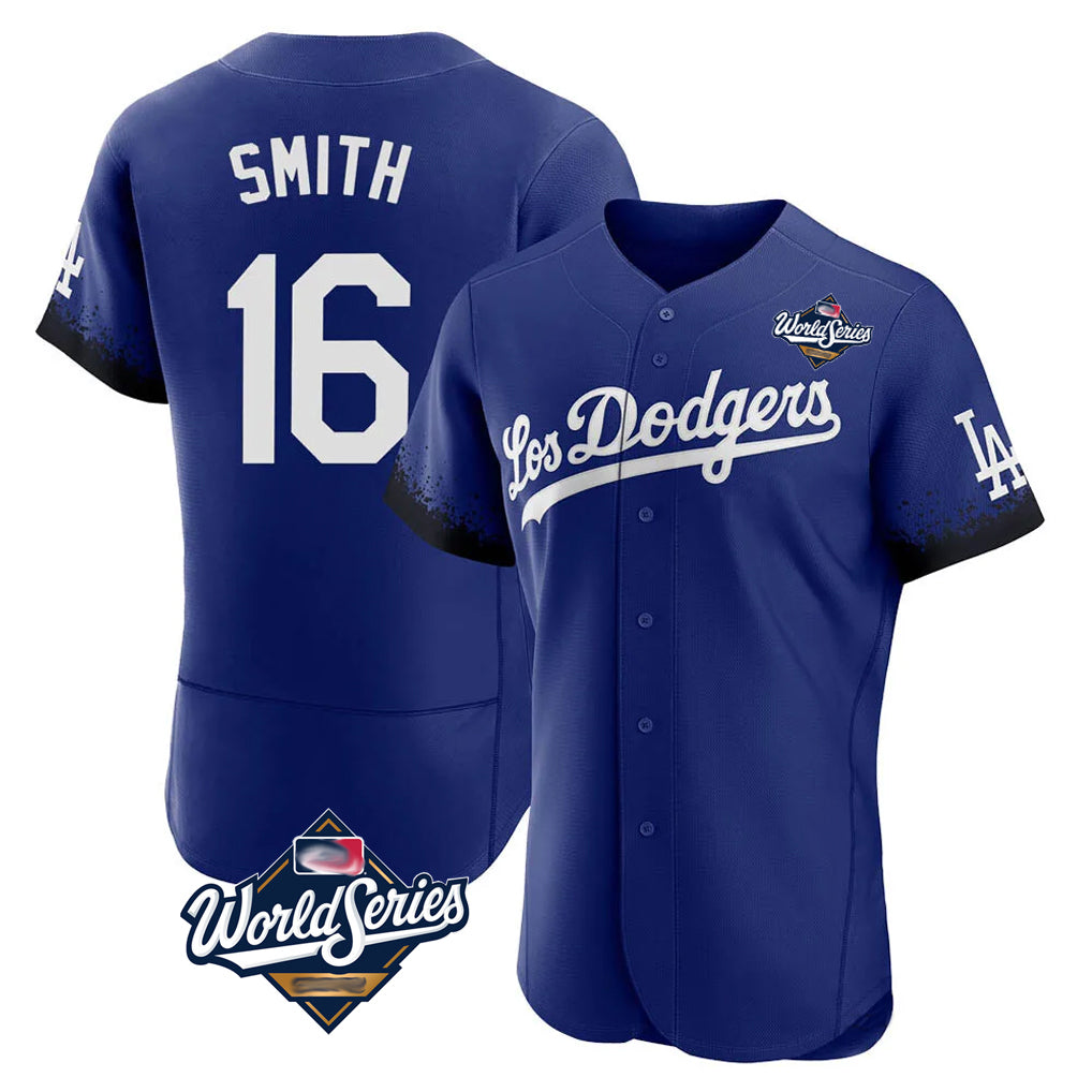Elroe LA.Dodgers #16 Will Smith Player Royal World Series City Connect Elite Home Stitched Jerseys
