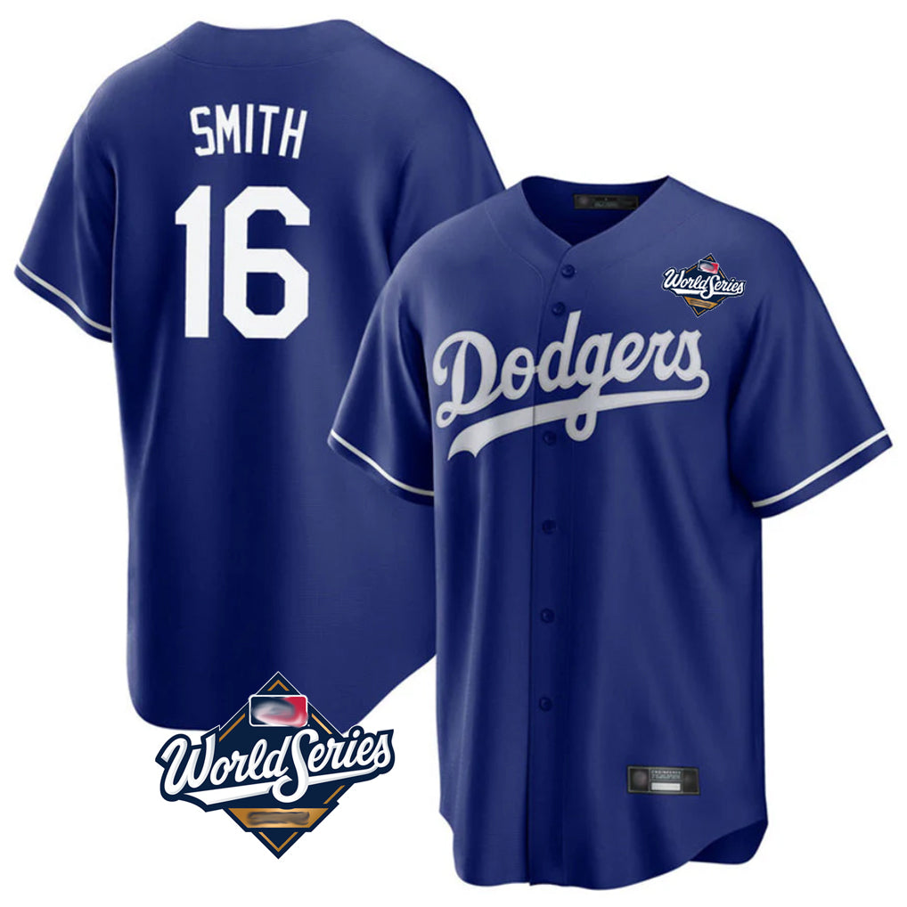 Elroe LA.Dodgers #16 Will Smith Player Royal World Series Game Stitched Jerseys