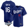 Elroe LA.Dodgers #16 Will Smith Player Royal World Series Limited Home Stitched Jerseys