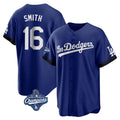 Elroe LA.Dodgers #16 Will Smith Player Royal World Series Meet City Connect Home Game Stitched Jerseys