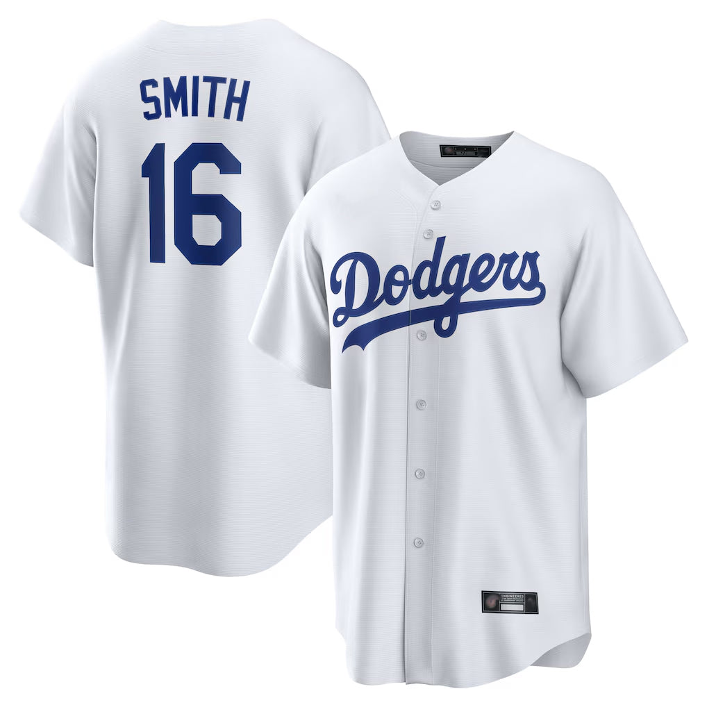 Elroe LA.Dodgers #16 Will Smith Player White Game Home Stitched Jerseys