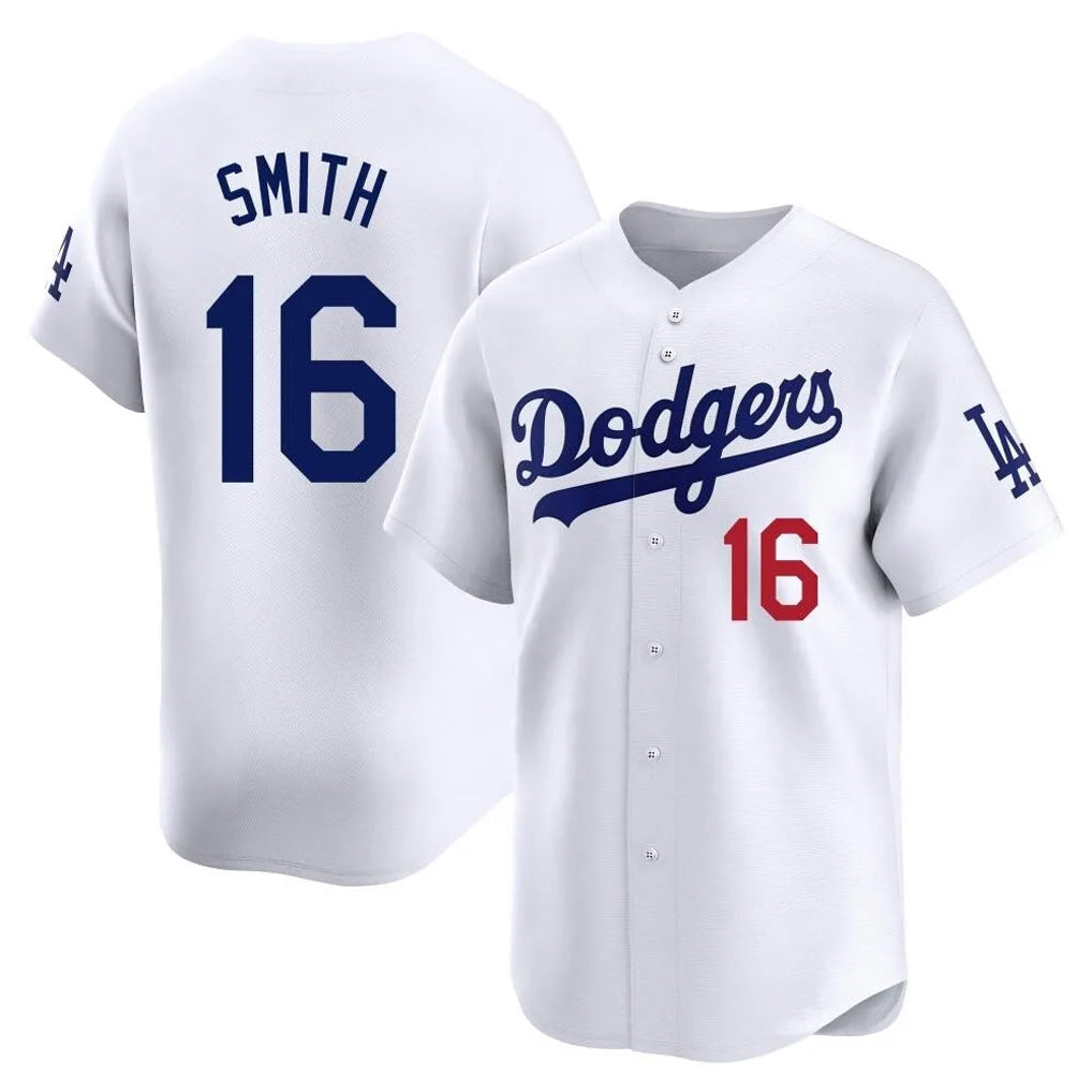 Elroe LA.Dodgers #16 Will Smith Player White Limited Home Stitched Jerseys