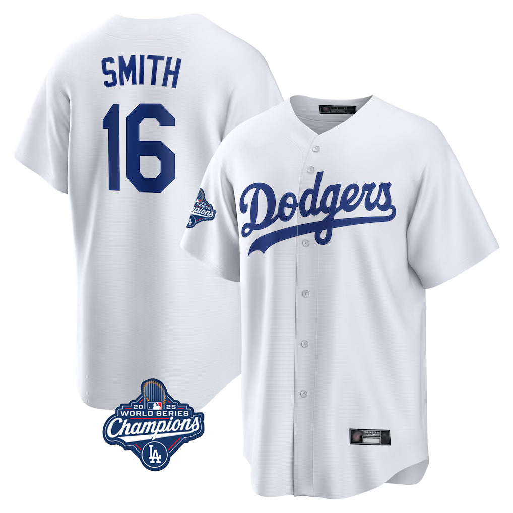 Elroe LA.Dodgers #16 Will Smith Player White World Series Meet Game Home Stitched Jerseys