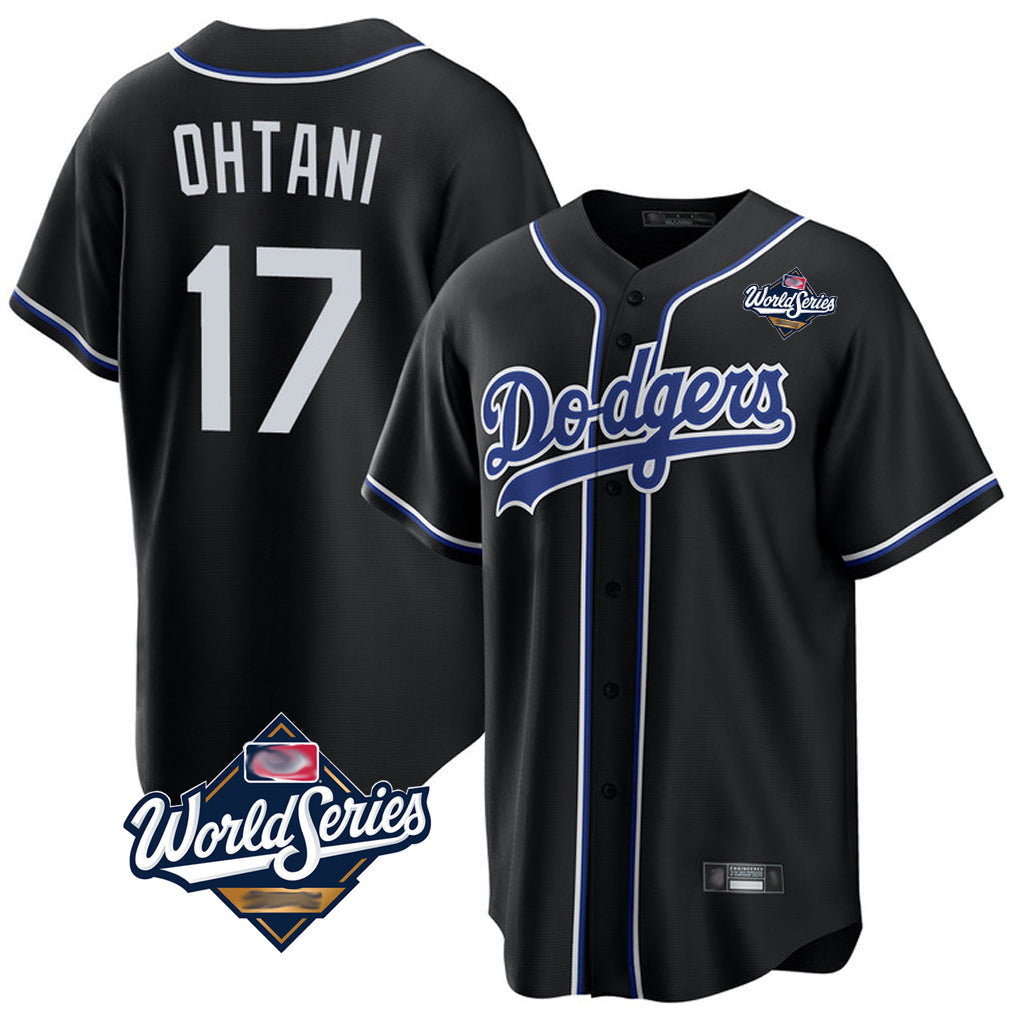 Elroe LA.Dodgers #17 Shohei Ohtani Player Black World Series Carbon Limited Home Stitched Jerseys