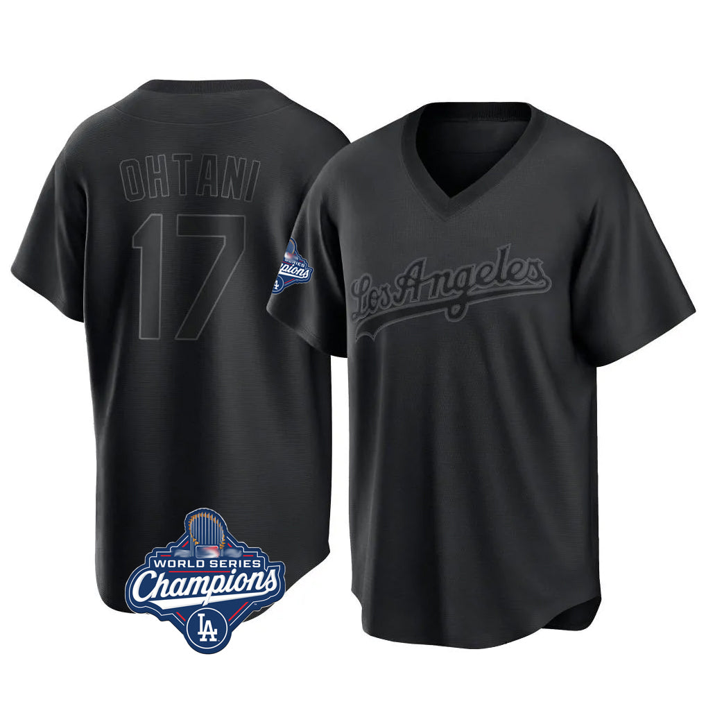Elroe LA.Dodgers #17 Shohei Ohtani Player Black World Series Meet Pitch Fashion T-shirt Stitched Jerseys