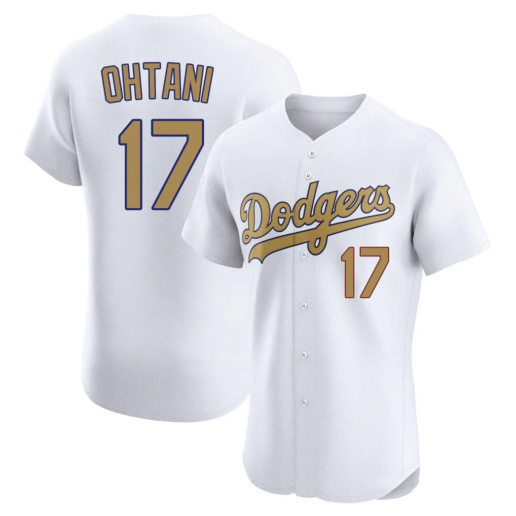 Elroe LA.Dodgers #17 Shohei Ohtani Player Gold Limited Elite Home Stitched Jerseys