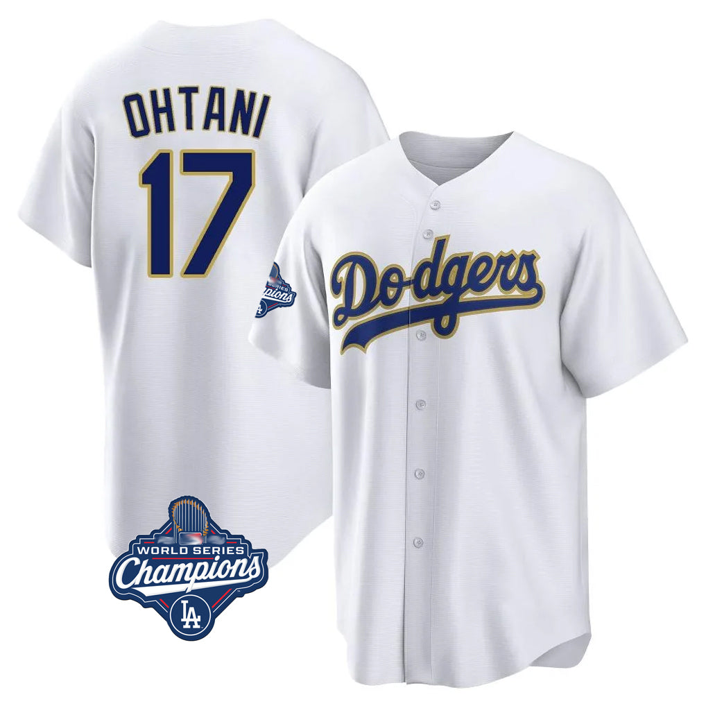 Elroe LA.Dodgers #17 Shohei Ohtani Player Gold White World Series Meet 2026 Collection Stadium Game Stitched Jerseys