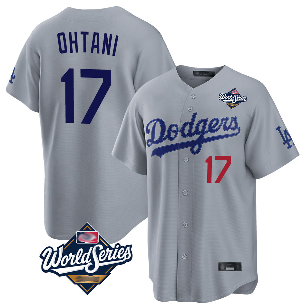 Elroe LA.Dodgers #17 Shohei Ohtani Player Gray World Series Game Home Stitched Jerseys