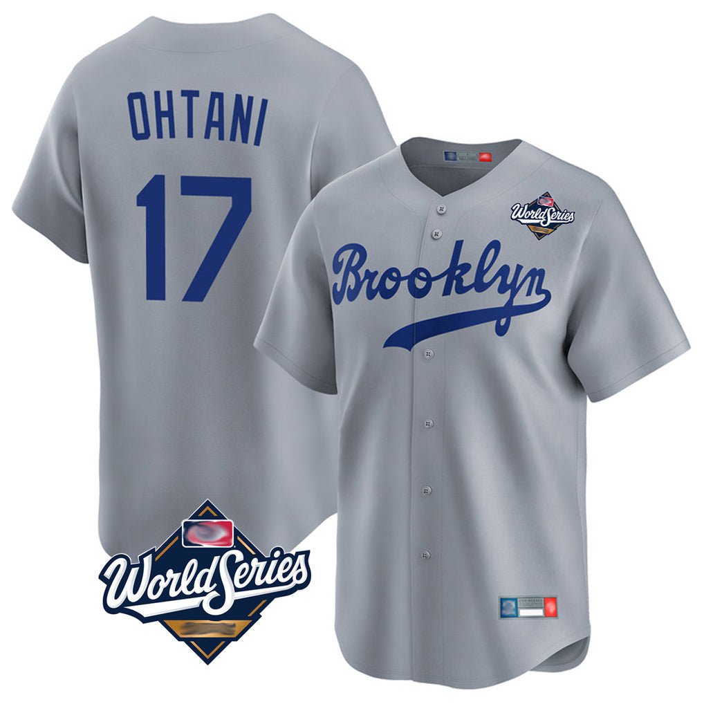 Elroe LA.Dodgers #17 Shohei Ohtani Player Gray World Series Game Limited Home Stitched Jerseys
