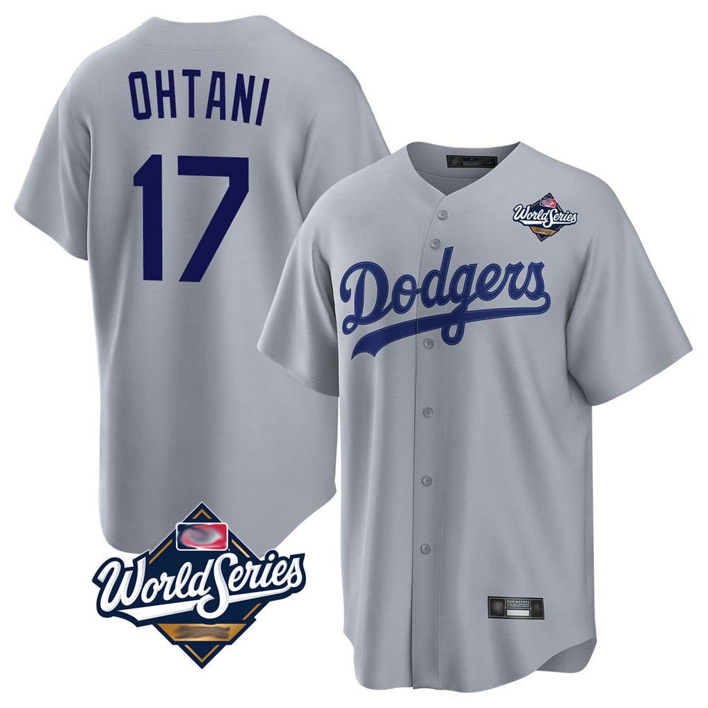 Elroe LA.Dodgers #17 Shohei Ohtani Player Gray World Series Game Stitched Jerseys