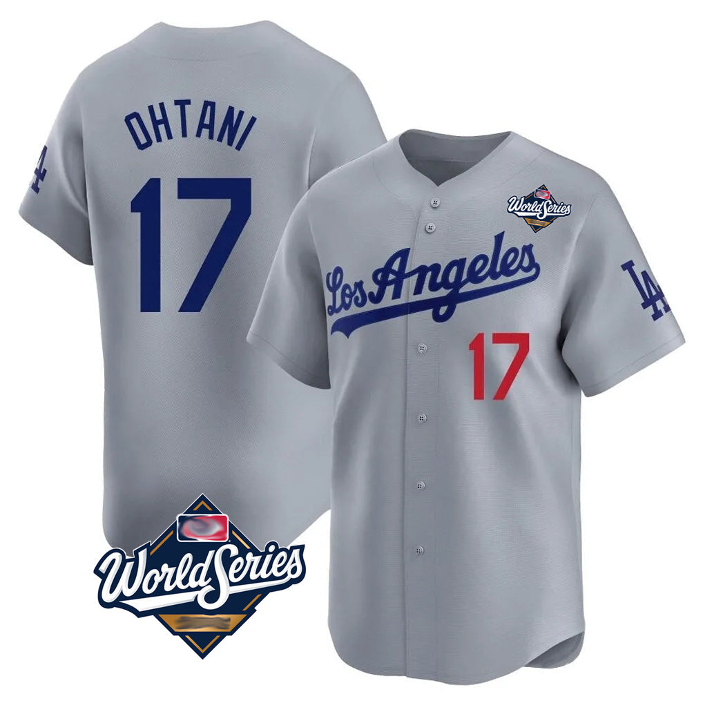Elroe LA.Dodgers #17 Shohei Ohtani Player Gray World Series Limited Home Stitched Jerseys