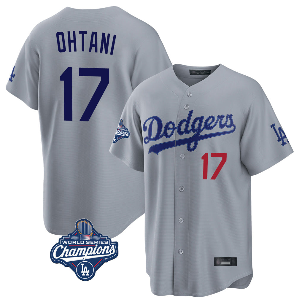 Elroe LA.Dodgers #17 Shohei Ohtani Player Gray World Series Meet Game Home Stitched Jerseys