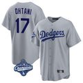 Elroe LA.Dodgers #17 Shohei Ohtani Player Gray World Series Meet Game Stitched Jerseys