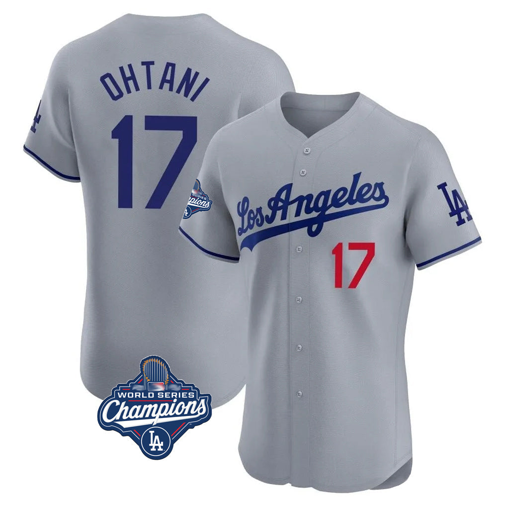 Elroe LA.Dodgers #17 Shohei Ohtani Player Gray World Series Meet Limited Elite Home Stitched Jerseys