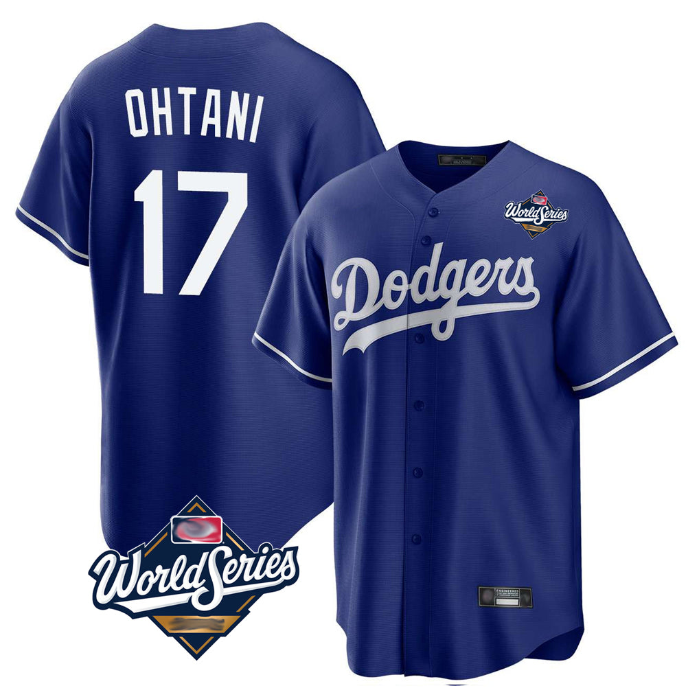 Elroe LA.Dodgers #17 Shohei Ohtani Player Royal World Series Home Game Stitched Jerseys
