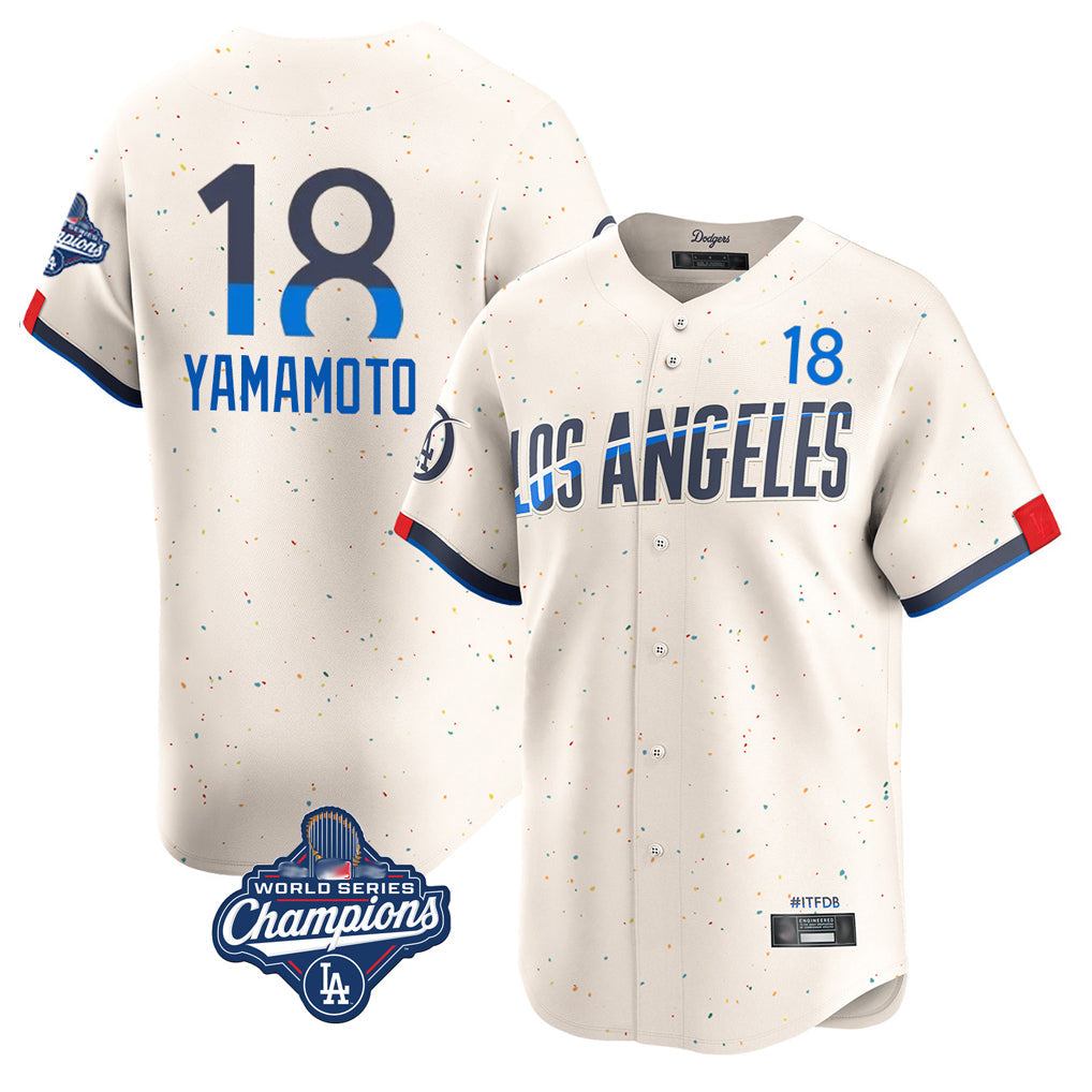 Elroe LA.Dodgers #18 Yoshinobu Yamamoto Player Cream World Series Meet City Connect Limited Home Stitched Jerseys