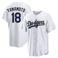Elroe LA.Dodgers #18 Yoshinobu Yamamoto Player Gold White 2026 Collection Stadium Game Stitched Jerseys