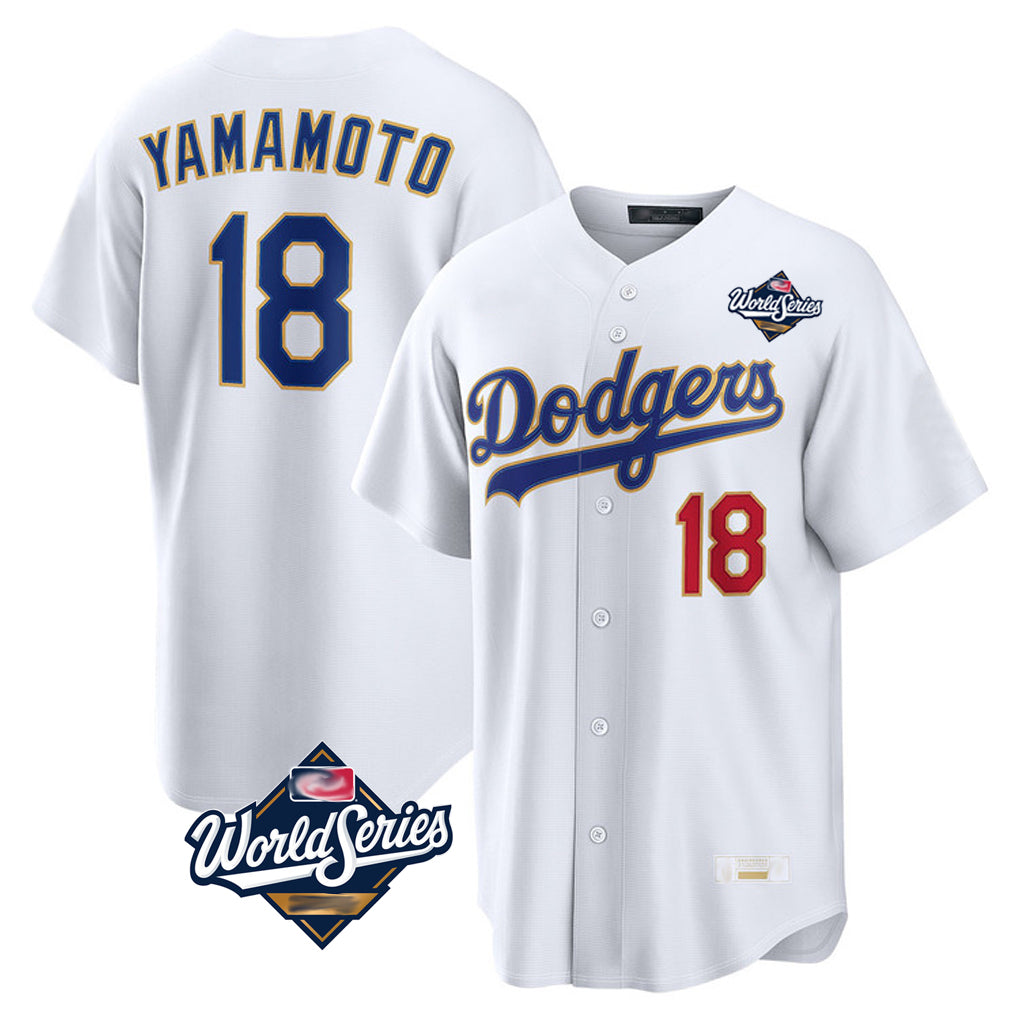 Elroe LA.Dodgers #18 Yoshinobu Yamamoto Player Gold White World Series 2026 Collection Stadium Limited Stitched Jerseys