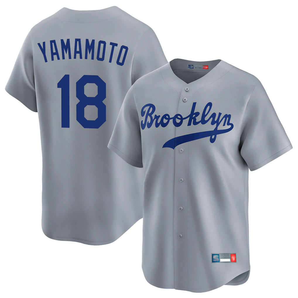 Elroe LA.Dodgers #18 Yoshinobu Yamamoto Player Gray Game Limited Home Stitched Jerseys