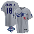Elroe LA.Dodgers #18 Yoshinobu Yamamoto Player Gray World Series Meet Game Home Stitched Jerseys