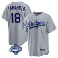 Elroe LA.Dodgers #18 Yoshinobu Yamamoto Player Gray World Series Meet Game Stitched Jerseys