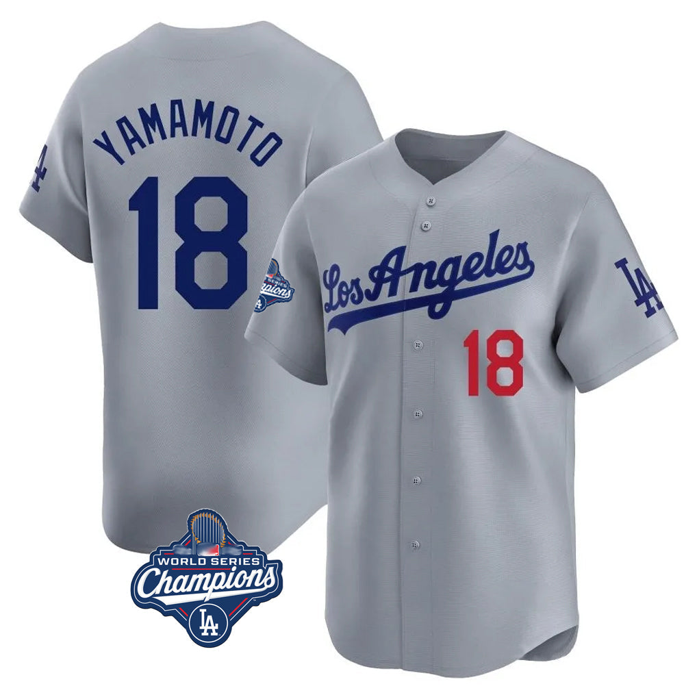 Elroe LA.Dodgers #18 Yoshinobu Yamamoto Player Gray World Series Meet Limited Home Stitched Jerseys