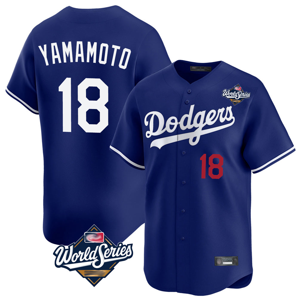 Elroe LA.Dodgers #18 Yoshinobu Yamamoto Player Royal World Series Limited Home Stitched Jerseys
