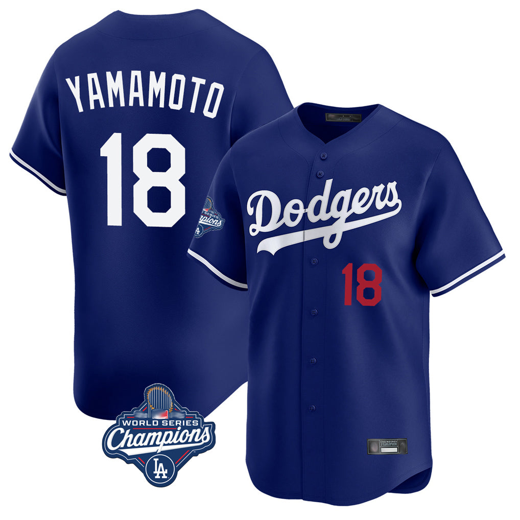 Elroe LA.Dodgers #18 Yoshinobu Yamamoto Player Royal World Series Meet Limited Home Stitched Jerseys
