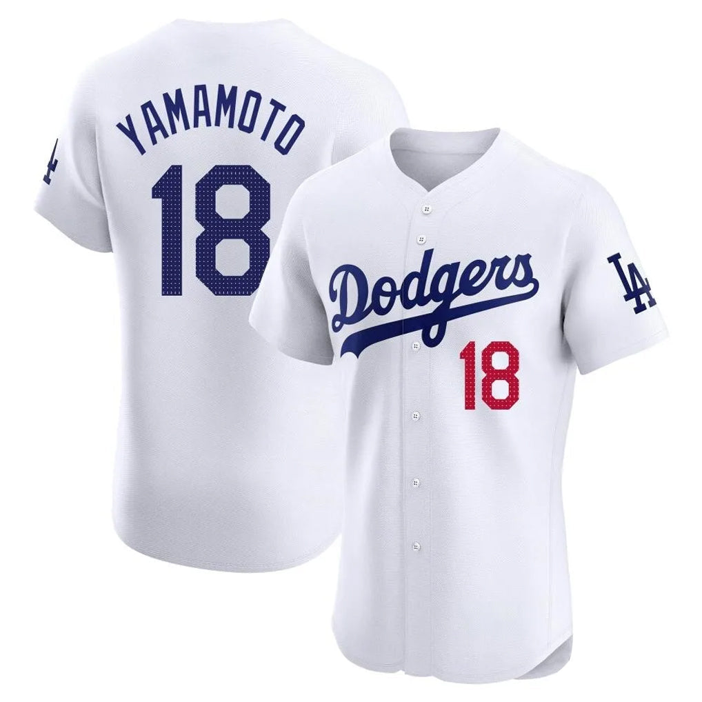 Elroe LA.Dodgers #18 Yoshinobu Yamamoto Player White Limited Elite Home Stitched Jerseys