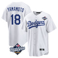 Elroe LA.Dodgers #18 Yoshinobu Yamamoto Player White World Series Game Home Stitched Jerseys