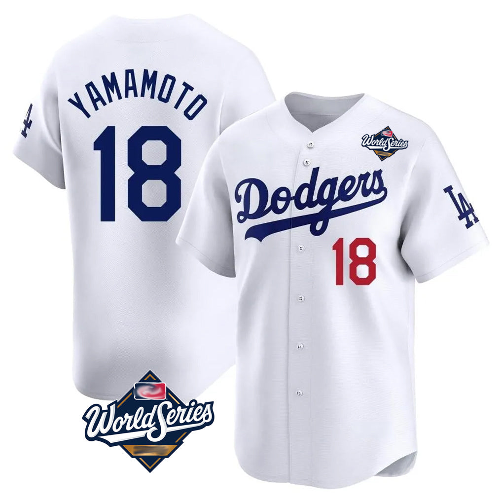 Elroe LA.Dodgers #18 Yoshinobu Yamamoto Player White World Series Limited Home Stitched Jerseys