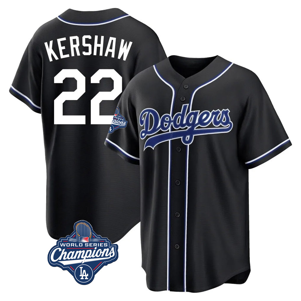 Elroe LA.Dodgers #22 Clayton Kershaw Player Black World Series Meet Carbon Limited Home Stitched Jerseys