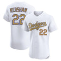 Elroe LA.Dodgers #22 Clayton Kershaw Player Gold Limited Elite Home Stitched Jerseys
