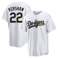 Elroe LA.Dodgers #22 Clayton Kershaw Player Gold White 2026 Collection Stadium Game Stitched Jerseys
