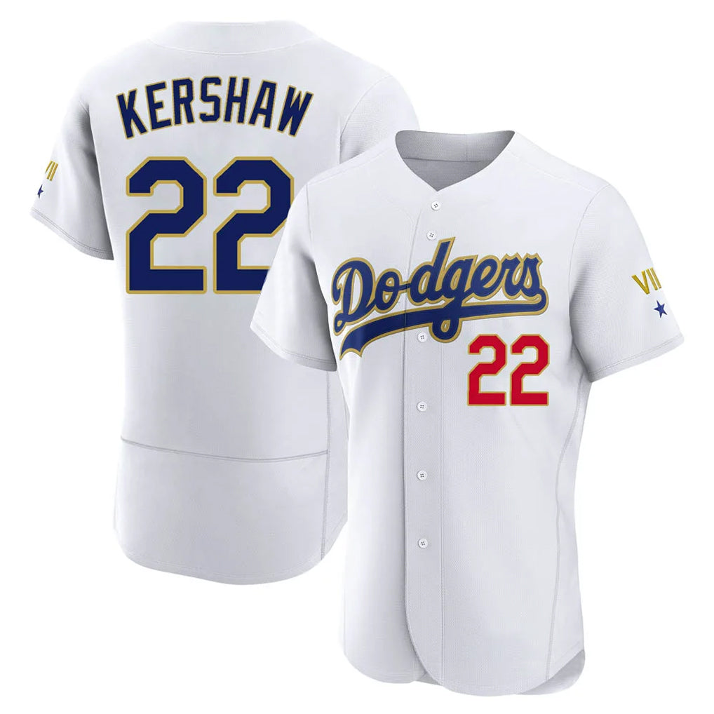 Elroe LA.Dodgers #22 Clayton Kershaw Player Gold White 2026 Collection Stadium Limited Elite Stitched Jerseys
